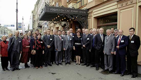 Participants of the International Conference at the entry of “Radisson” Hotel, where the conference was held